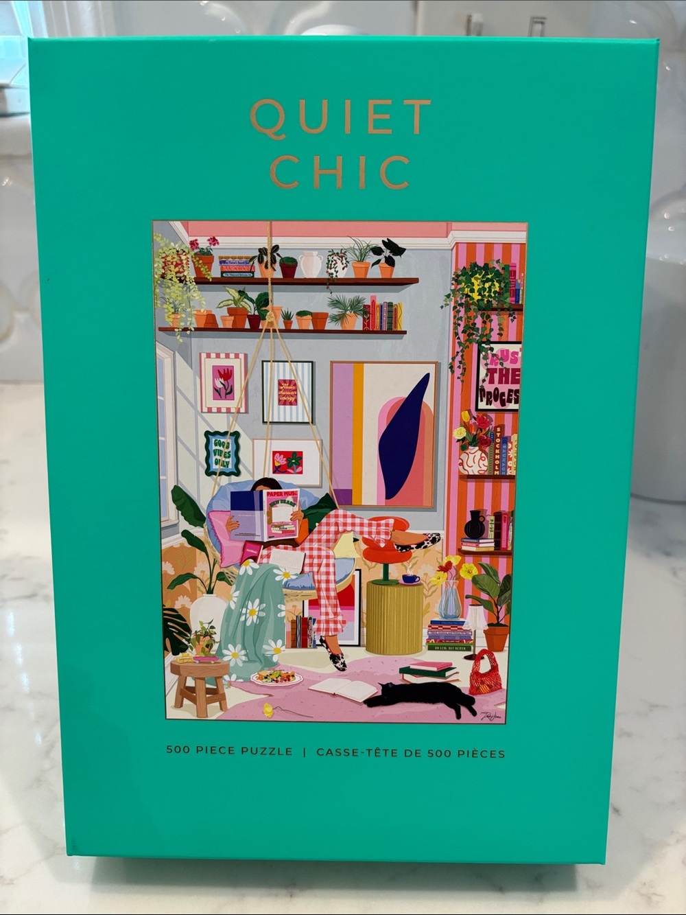 chic Teal 'Quiet Chic' Illustrated 500-Piece Puzzle Box